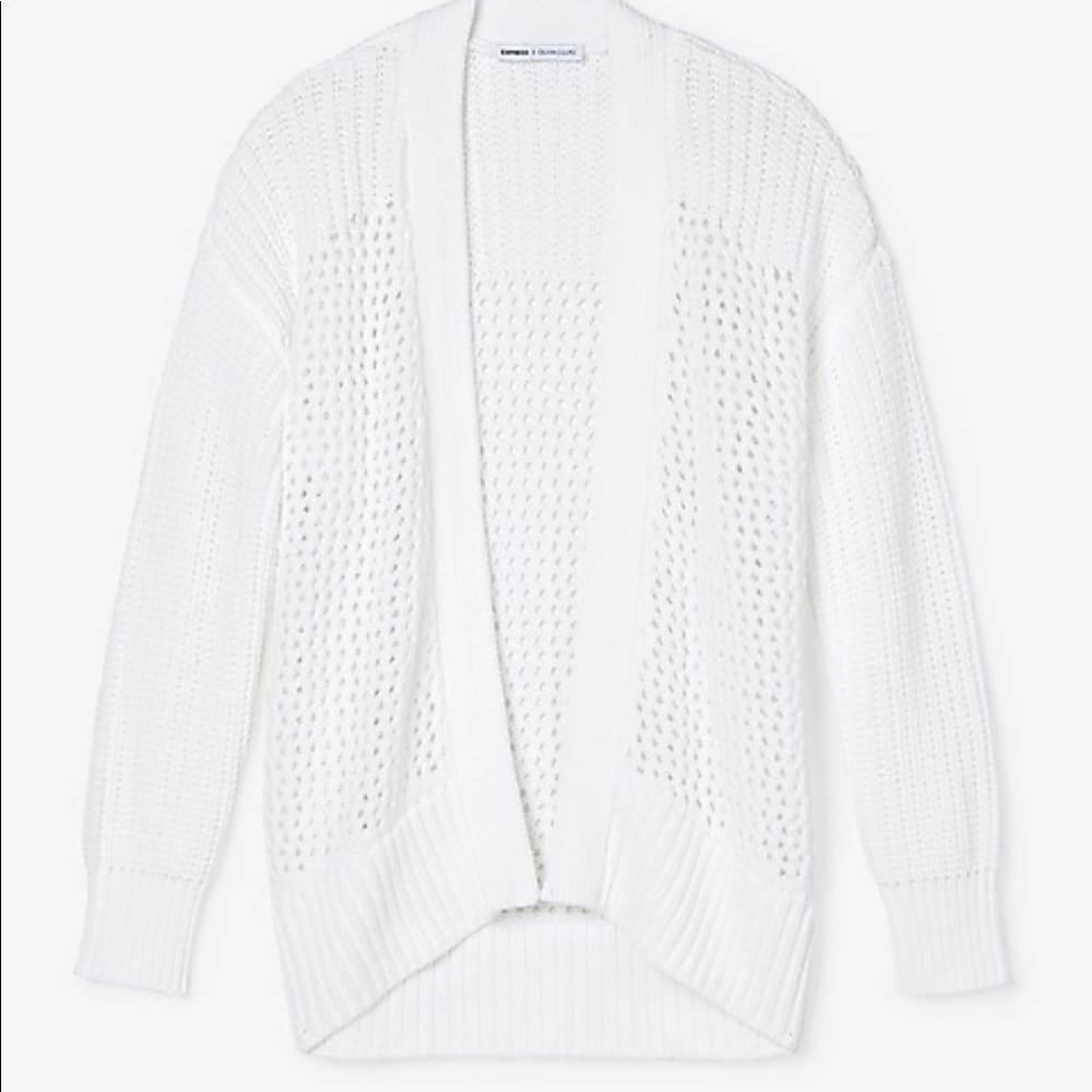 Olivia Culpo x Express white cardigan chunky XS